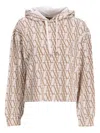 Armani Exchange Jacquard Fabric Sweatshirt With Allover Logo In Nude