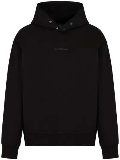 Armani Exchange Logo-print Hoodie In Schwarz