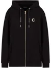 Armani Exchange Metal Logo Zip Up Hoodie In Black
