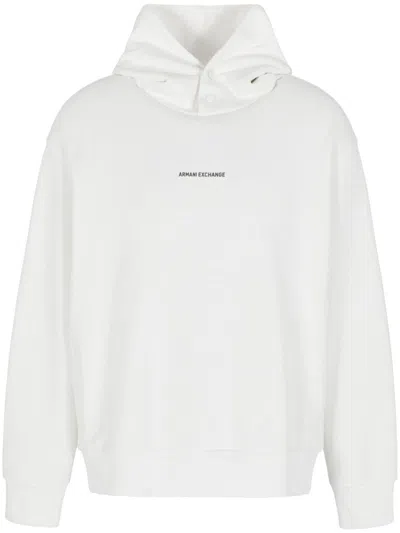Armani Exchange Logo-print Hoodie In Bianco Neutri