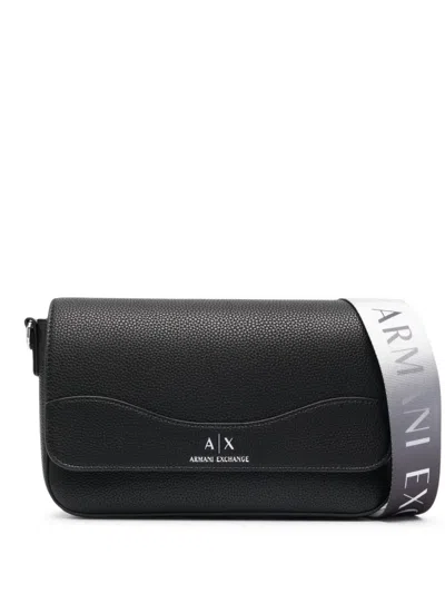 Armani Exchange Gradient Logo Shoulder Strap Crossbody Bag In Black