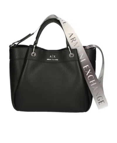 Armani Exchange Logo-print Leather Tote In Schwarz