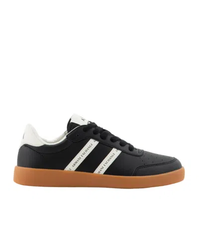 Armani Exchange Logo-print Low-top Sneakers In Black