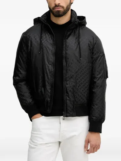 Armani Exchange Logo-print Padded Jacket In Black
