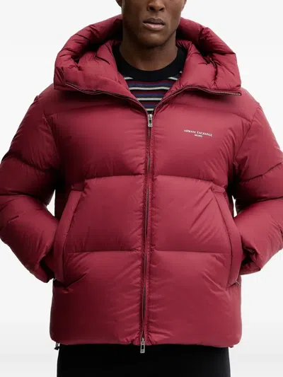 Armani Exchange Logo-print Padded Jacket In Red