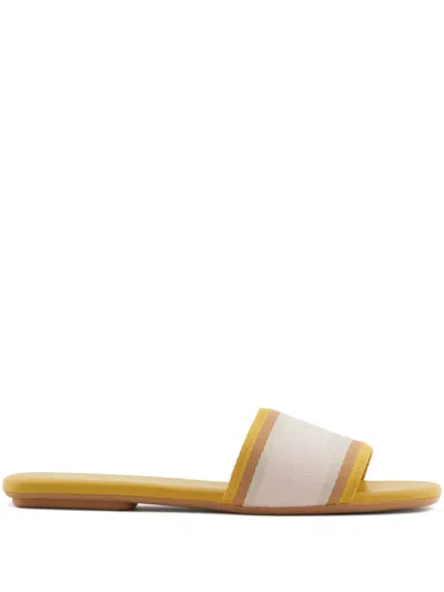 Armani Exchange Logo-print Slides In Yellow