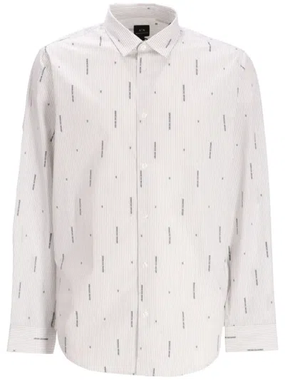 Armani Exchange Logo-print Striped Cotton Shirt In White