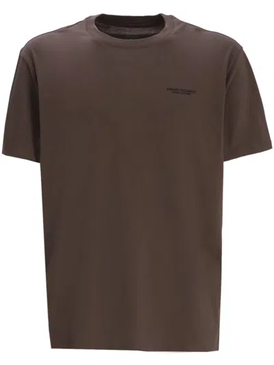 Armani Exchange Logo-print T-shirt In Brown