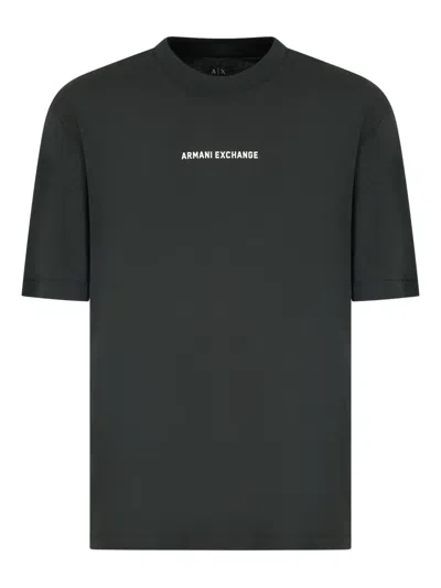 Armani Exchange Man T-shirt Dark Green Size M Cotton In Black