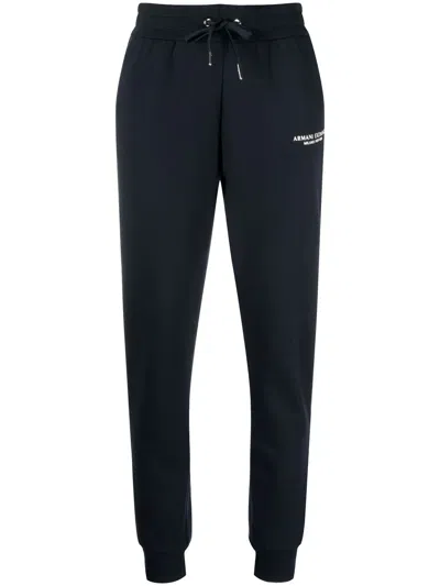Armani Exchange Logo-print Tapered Track Pants In Blue