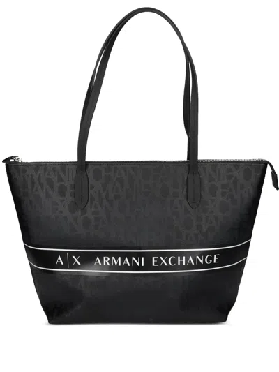 Armani Exchange Logo-print Tote Bag In Black