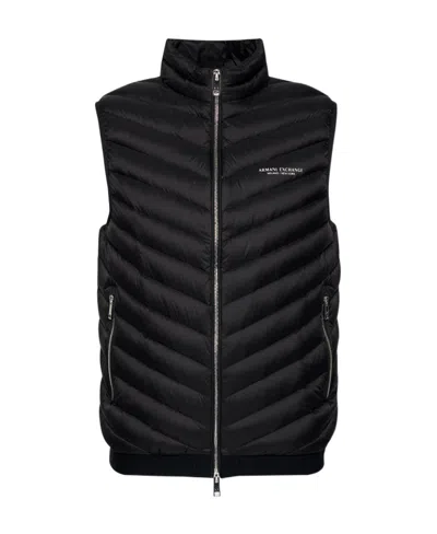 Armani Exchange Logo Quilted Gilet In Black