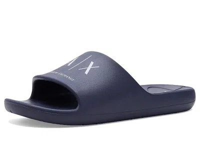 Armani Exchange Logo Sandals Men's Sandals Deep Navy/optic White: 13 M In Blue