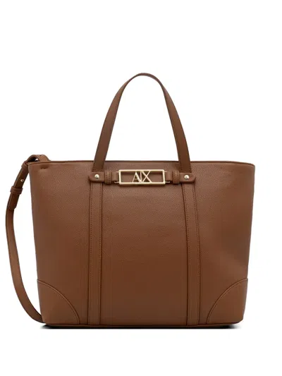Armani Exchange Logo Satchel In Brown