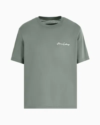 Armani Exchange Logo Signature Crewneck T-shirt In Green