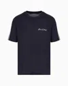 Armani Exchange Official Store Signature Logo Crew Neck T-shirt In Navy Blue