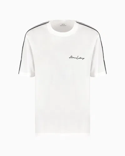 Armani Exchange Official Store Signature Logo Crew Neck T-shirt In White