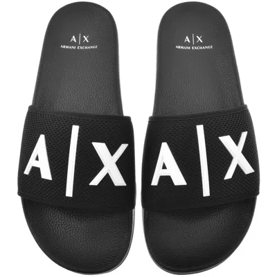 ARMANI EXCHANGE ARMANI EXCHANGE LOGO SLIDERS BLACK