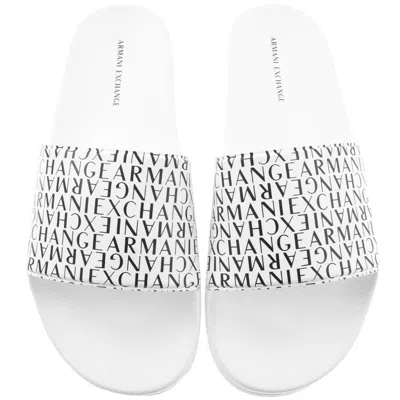 Armani Exchange Logo Sliders White