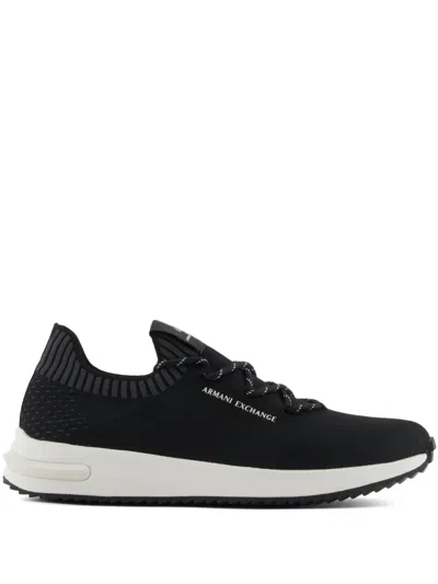 Armani Exchange Logo Sneakers In Black