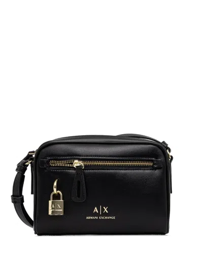 Armani Exchange Logo-stamp Crossbody Bag In Black
