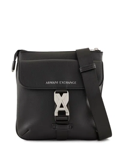 Armani Exchange Logo-stamp Messenger Bag In 黑色