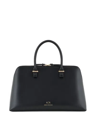 Armani Exchange Logo-stamp Tote Bag In Black