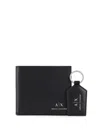 Armani Exchange Logo-stamp Wallet & Keyring Set In Black