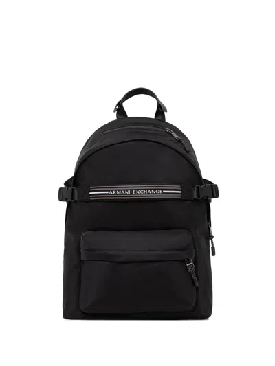 Armani Exchange Logo-strap Backpack In Black