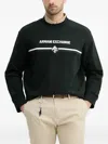 Armani Exchange Logo Striped Sweatshirt In Black