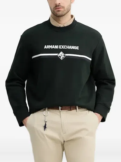 Armani Exchange Logo Striped Sweatshirt In Black