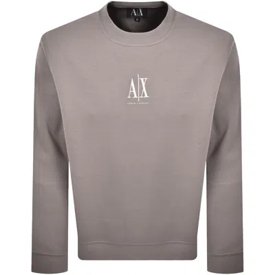 Armani Exchange Logo Sweatshirt Driftwood In Brown