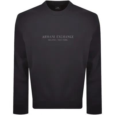 Armani Exchange Logo Sweatshirt Navy In Black