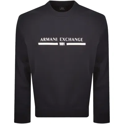 Armani Exchange Logo Sweatshirt Navy In Black