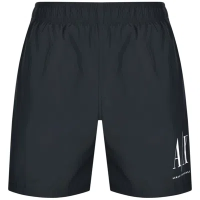 Armani Exchange Logo Swim Shorts Navy In Black