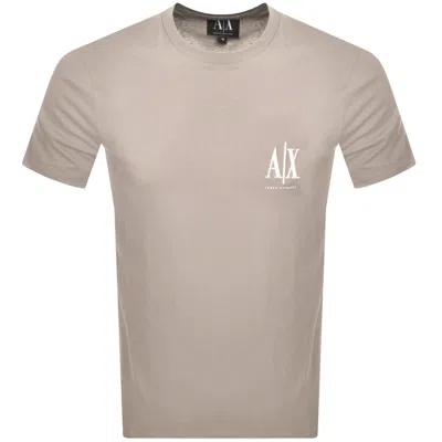 Armani Exchange Logo T Shirt Driftwood In Gold