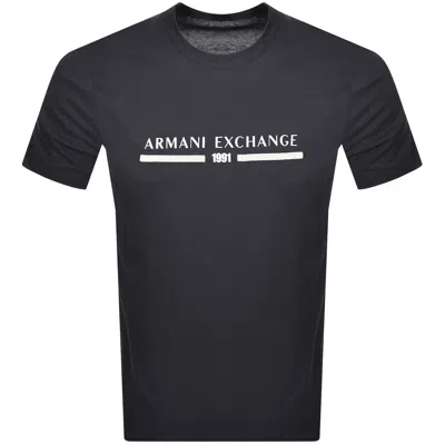 Armani Exchange Logo T Shirt Navy In Black