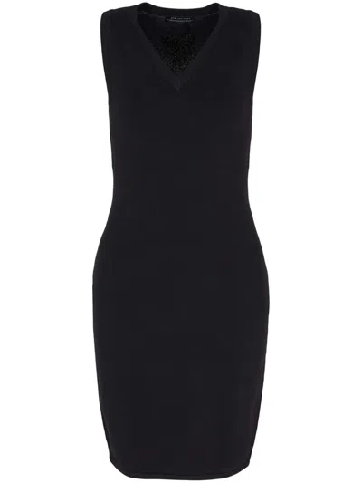 Armani Exchange Logo-tag Sleeveless Dress In Black