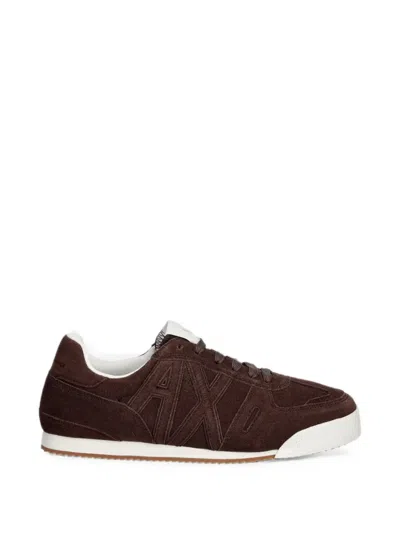 Armani Exchange Logo-appliqué Suede Sneakers In Multi