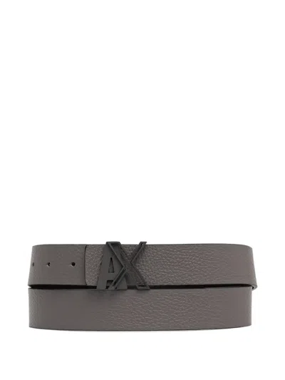 Armani Exchange Logo-buckle Belt In Gray