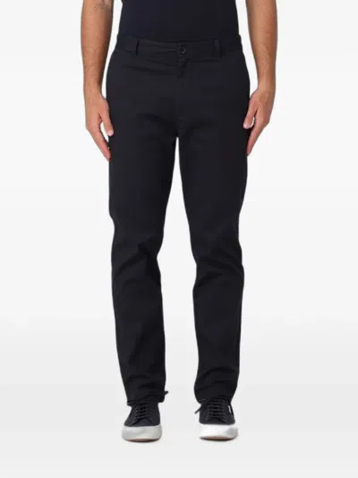Armani Exchange Logo-button Straight-leg Trousers In Blue