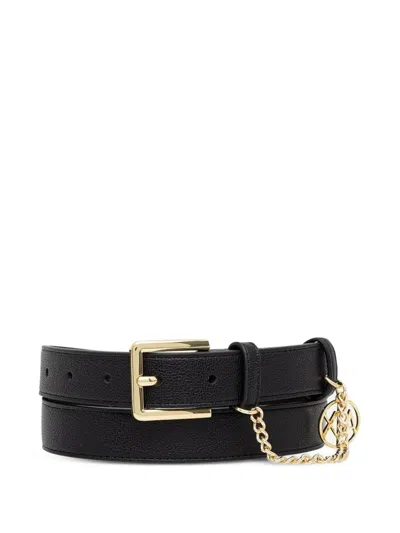 Armani Exchange Logo-charm Chain-detail Belt In Black