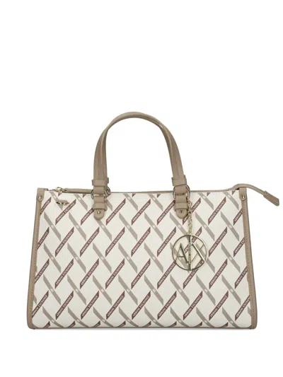 Armani Exchange Logo-charm Pattern Tote In Orange