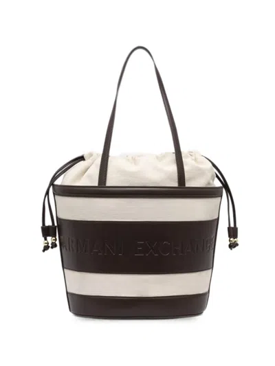 Armani Exchange Logo-debossed Bucket Bag In Brown