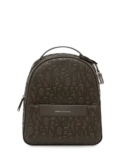 Armani Exchange Logo-debossed Pebbled Backpack In Green