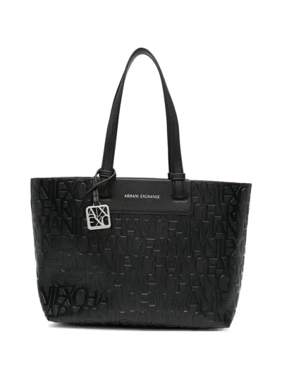 Armani Exchange Logo-debossed Tote Bag In Black