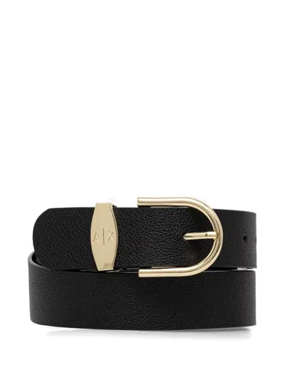 Armani Exchange Logo-detail Belt In Black