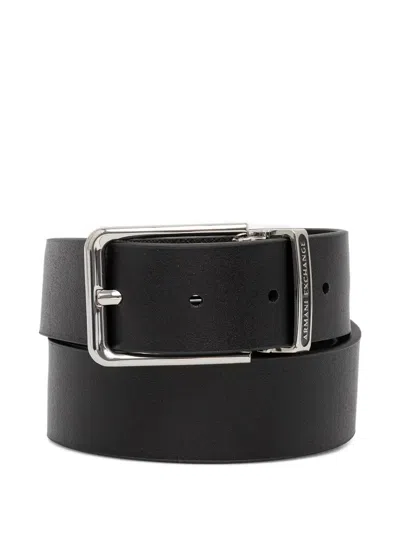 Armani Exchange Logo-detail Belt In Black