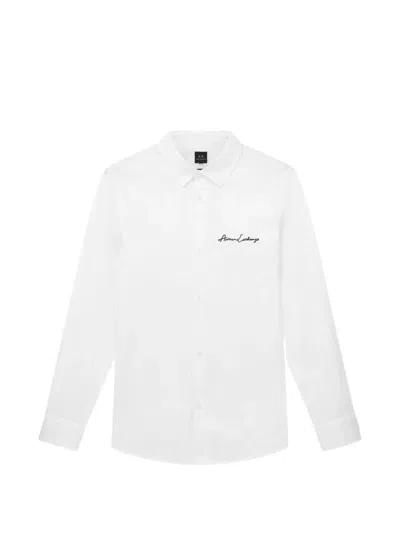 Armani Exchange Logo-detail Classic-collar Shirt In White
