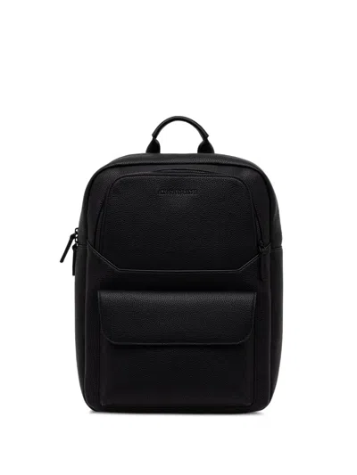Armani Exchange Logo-detail Grained Backpack In Black